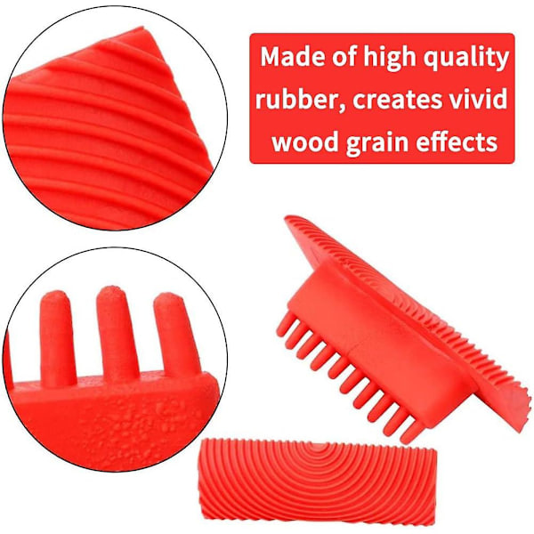 QD-2 stk træåringsværktøj, træåringsmalerværktøj gummi DIY imitation træåring værktøjssæt