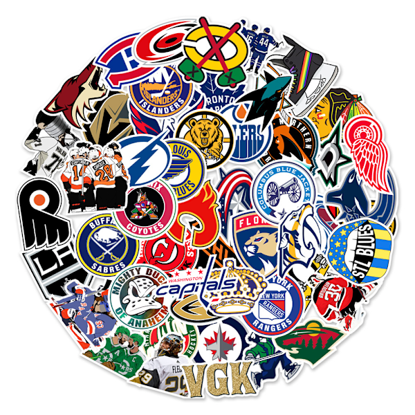 50-pack klistermärken med hockeylagens logotyper - Vattentäta klistermärken_nzywtb