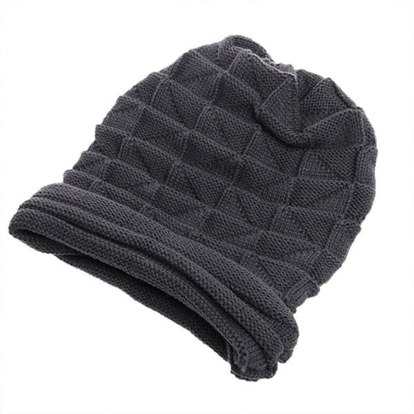 Vinterhat, strikket varm elastisk vinterhat til kvinder, stribet skihue, moderigtig skull hat, mørkegrå