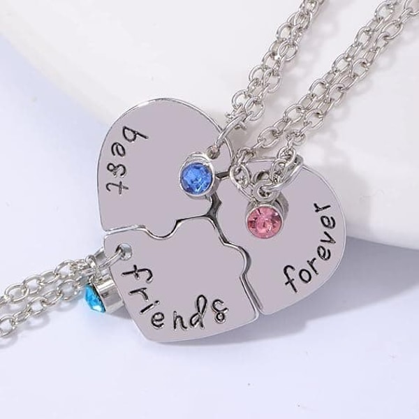 \"QD\" BFF Halskjede for 3 jenter Beste venn Bursdagsgaver for Bestie Gaver for kvinner Matchende vennskapshalskjeder 3 stk