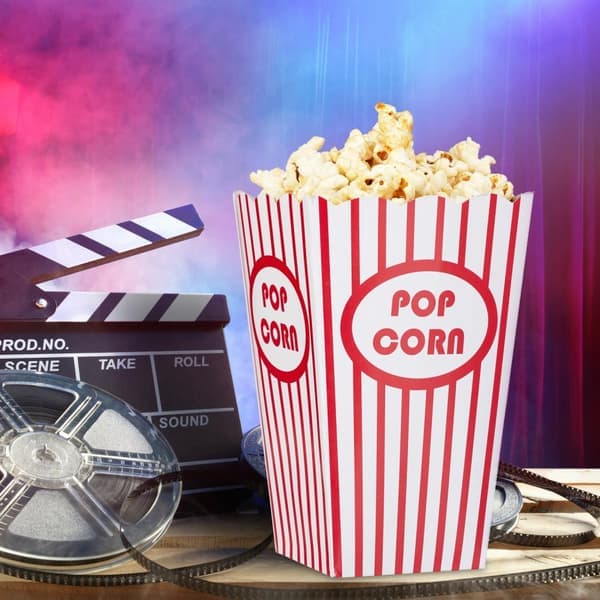 Popcornpåsar, 72 st, röd/vit