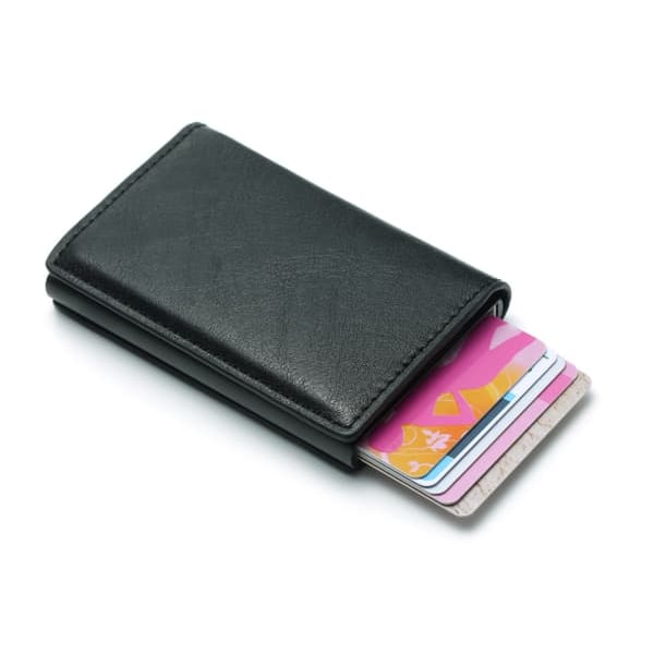 Blå - RFID Beskyttelse Lommebok Kortholder 5 stk Kort (Ekte Lær) - Uten Knapp_qq