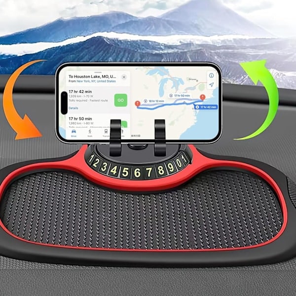 [QD] Multifunksjonell sklisikker bilmatte med telefonholder, universell multifunksjonell bil dashbord telefonholder i bilen