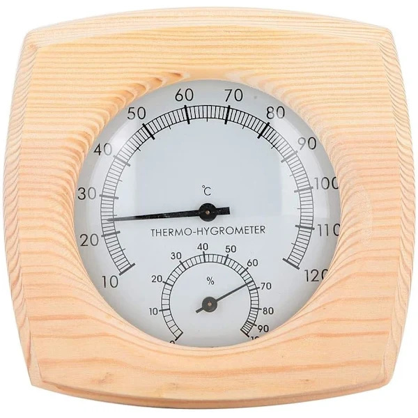 Bastutermometer i trä, hygrometertermometer