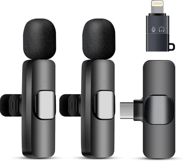 Trådløs Lavalier-mikrofon til iPhone, Mini Bluetooth-mikrofon med støjreduktion, LED-display, drejelig clips og 12 timers batteritid til vlogging og TikTok