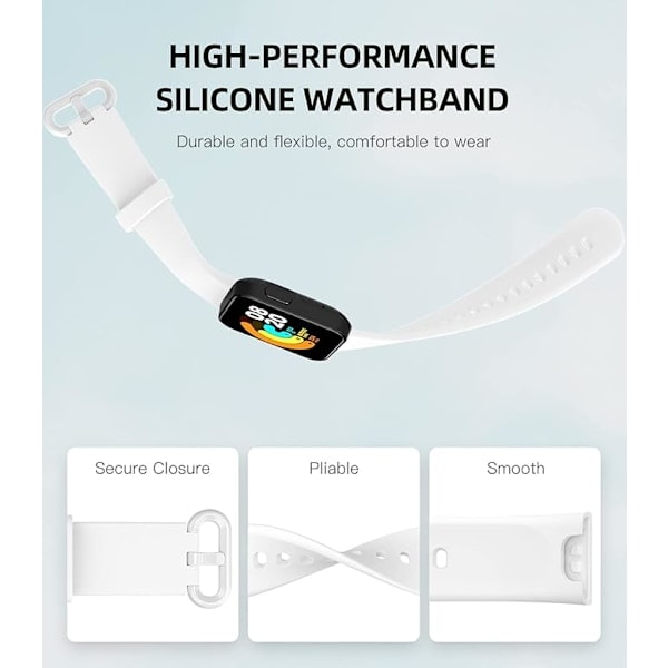 [QD] Rem til Xiaomi Mi Watch Lite/Redmi Watch, blød silikone udskiftningsrem sportsarmbånd sort/hvid/orange