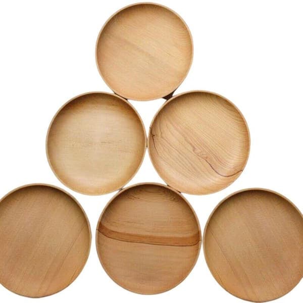 /QD/ Pyöreät puiset lautaset - 15 cm - 4 kpl