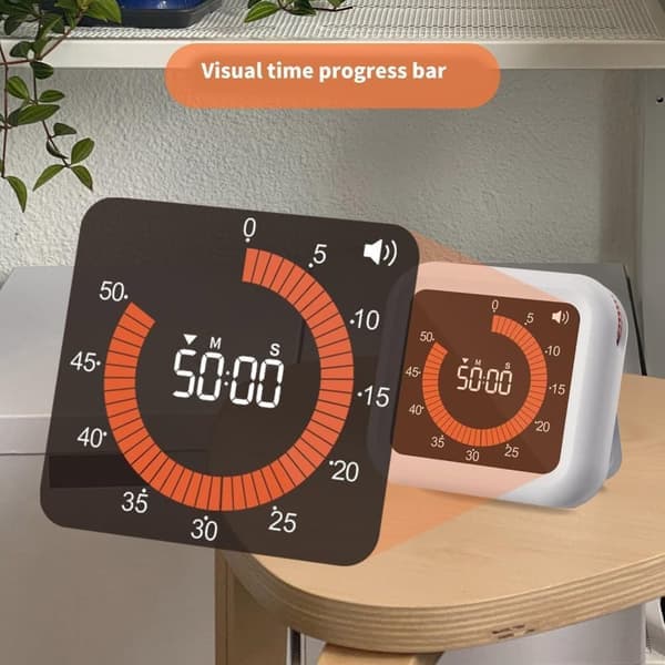 Visuell Timer 11 timer 59 minutter, Oppladbar Timer med Magnet & Stativ, Justerbar Volum