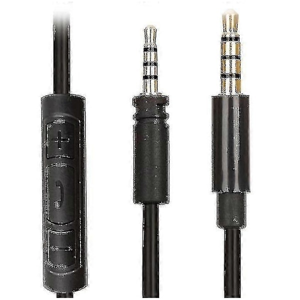 [QD] 2 stk. 1,5 m kabel til Sennheiser Momentum 2.0 med lydstyrkekontrol og mikrofon - Inline-kabel - Sort