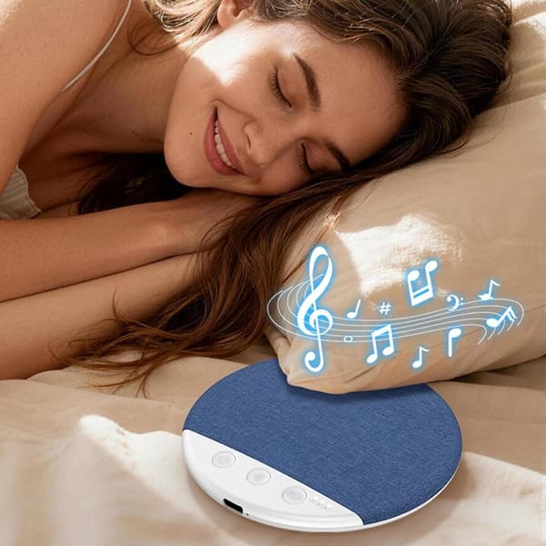 Bluetooth puthøyttaler med hvit støy, sovetimer og ikke-i-øre-lyd for avslappende netter, blå