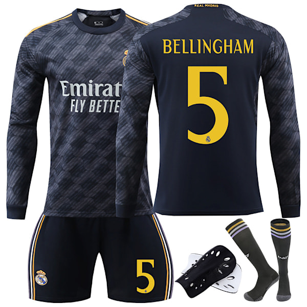 [QD] Real Madrid Fodboldtrøje 23-24 Langærmet Nr. 7 Vinicius 5 Bellingham 11 Rodrigo 7 Ronaldo Trøjesæt Uden Nummer Blank Version