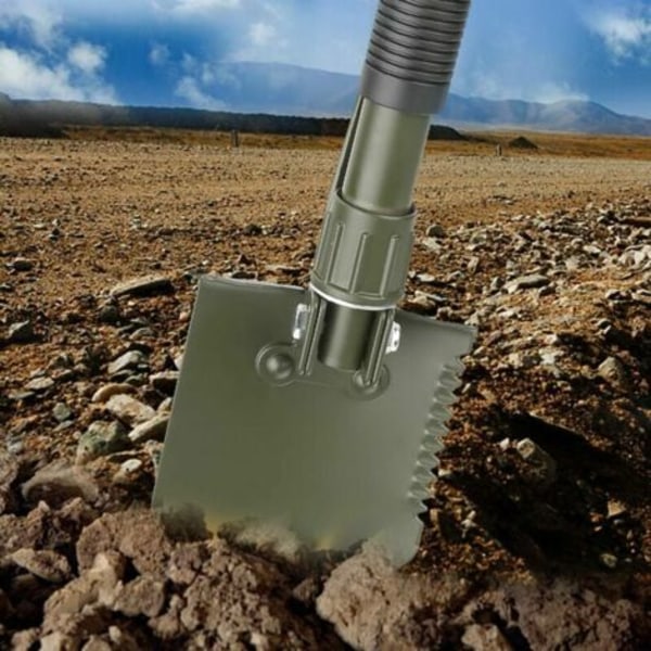 QQU-Multifunktionell Campingspade, Högkvalitativ Militär Fällspade i Stål med Bärväska för Utomhuscamping och Överlevnad