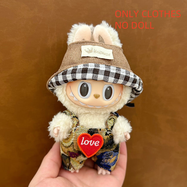 ONLY CLOTHES Söt V1 V2 LABUBU Blind Box Hänge Docka DIY Klä upp Kostym Litet Monster Haklapp Byxor Babykläder Från LBB-23