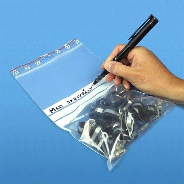 100-pak - 10x15cm Ziplock / Lynlåsposer Skrivefelt / Zip Lock_QQ