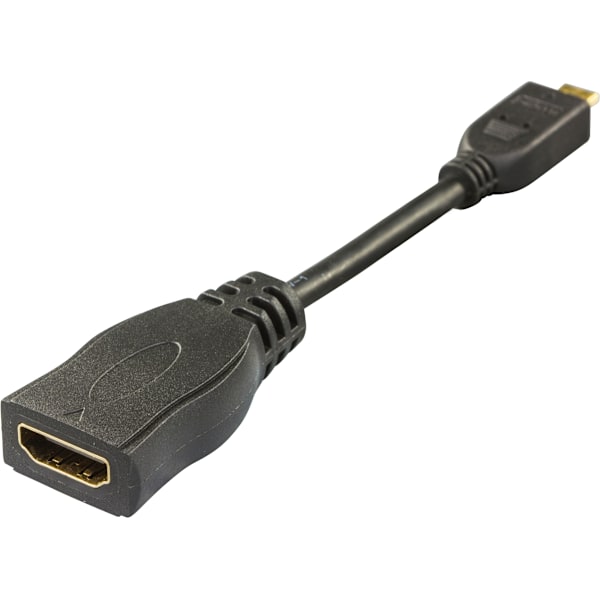 HDMI High Speed-adapter, Micro HDMI hane - HDMI hona, 0,1 m, svart