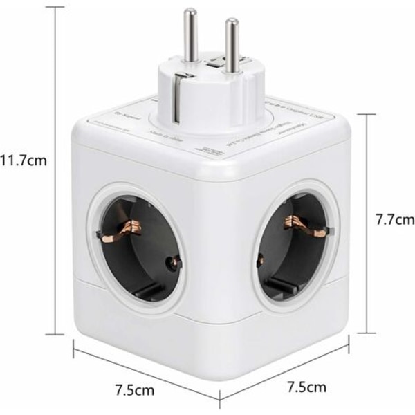 #QD# Useita USB-pistorasioita, Cube Wall -jatkojohto 4 pistorasiaa 2 USB-virtalähteellä, 1 Type C -portti, 7 in 1 USB-virtalähde kytkimellä, USB-seinäjatkojohtolaturi kotiin,