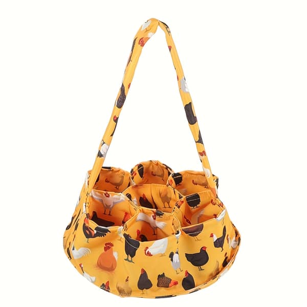 1 Egg Collection Basket with 7 Pockets, Canvas Egg Bag for Fresh Eggs, Egg Holder for Chicken, Duck, Goose Eggs, Long Style-2