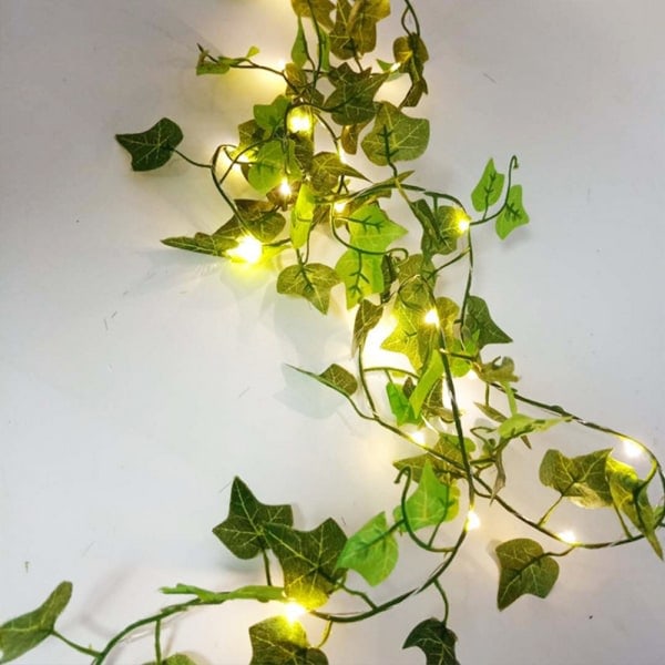 [QD] Strålande solcellsslinga för utomhusbruk, 100 LED-lampor med konstgjord murgröna, W