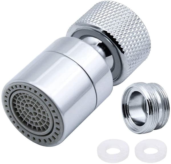 360° roterende kranlufter, solid messing kromfinish, doble spraymoduser, verktøyfri 22/24 mm passform for kjøkken- og baderomsvasker