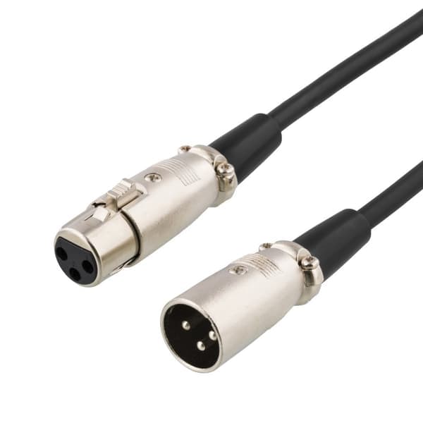 XLR lydkabel, 3-benet han, 3-benet hun, 2m, sort
