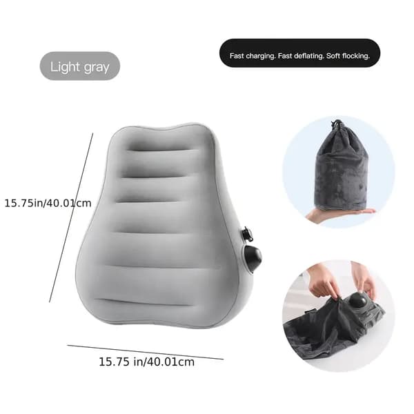 Lændestøttepude, oppustelig - Ergonomisk med trykaflastende design - Vaskbar (grå)