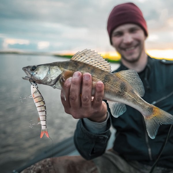 QD-13,7 cm Hårt Fiske Bete i Plast, 8 Sektioner, Sjunkande Wobbler med Krokar, Utrustning för Bass (JM034-1)