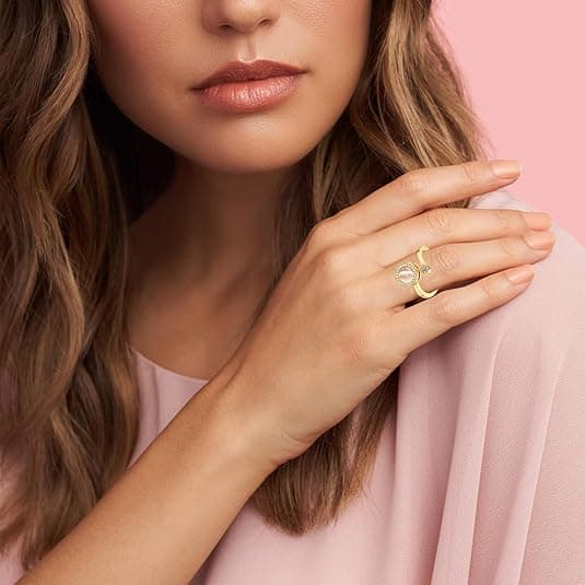 Fidget Ring Ångestringar för Kvinnor Guld 9-pack Justerbar Spinner Ring