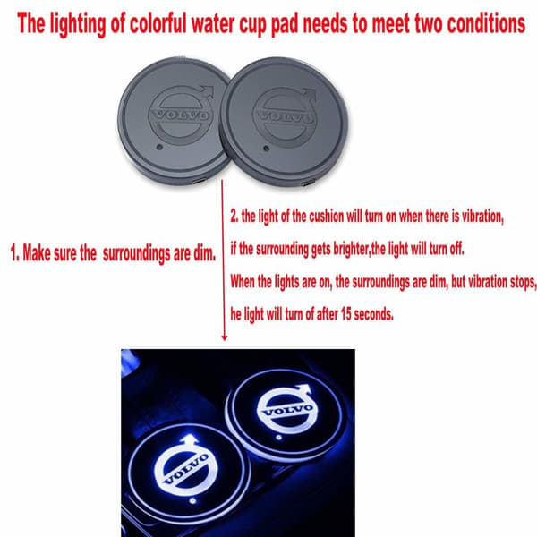 2X Volvo logotyp LED bottenplatta för mugghållare_qq
