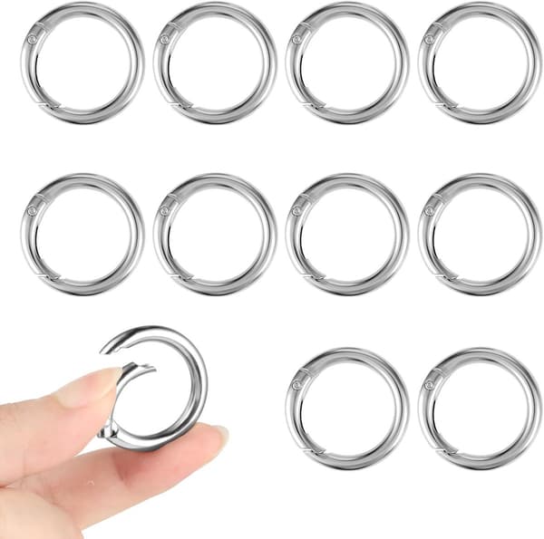 10-pak Mini Karabinhager, Nøgleringe, 33 mm, Splitringe, til Nøgler/Punge