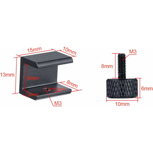 4 stk. glasbundsklemmer glashyldeholder i aluminiumslegering varm bund glasplatform monteringssæt til 3D-printer justerbart 3D-printertilbehør,