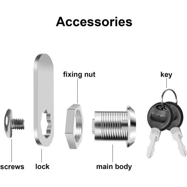 2:a Brevlåda Säkerhetslås med 4 nycklar Skåp Låda Skåp Kamlås 16mm Cylinder Möbellås Använd för nära skåp Sunmostar