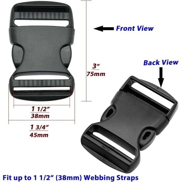 QD-Spännen Clips Ryggsäcksspännen Tri-Glide Justerare Sidospännen Ersättningsspännen Clips för Ryggsäcksreparation, Bagageremmar Husdjur 25mm 6 Set