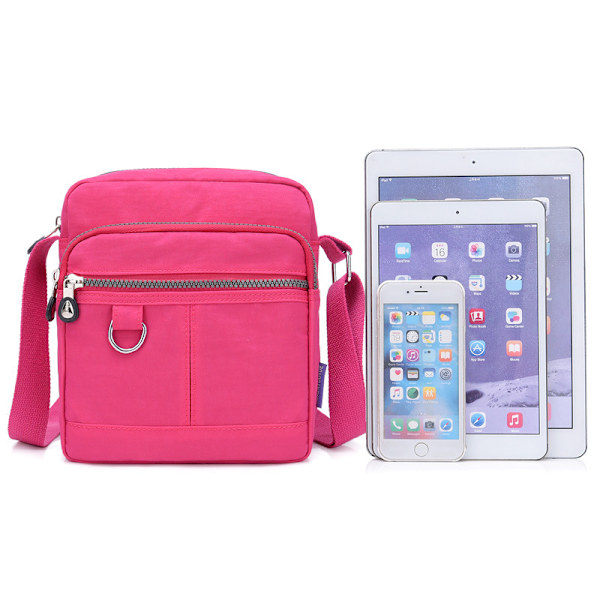 QD-2 stk Sorte og røde afslappede nylon tasker Håndtaske Skuldertaske Vandtæt Crossbody-taske til kvinder