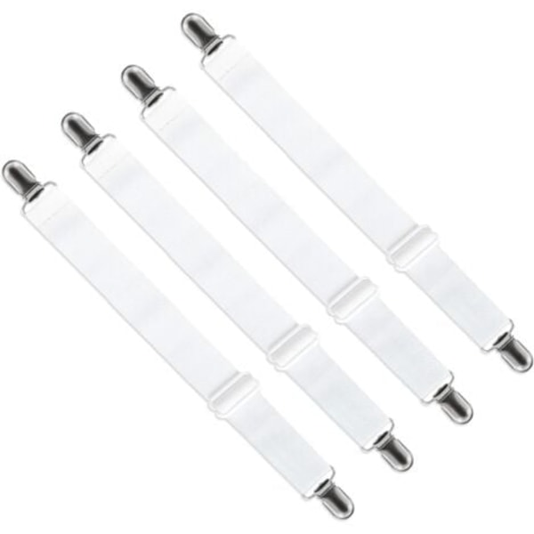 #QD# Justerbara lakanhållare (65 cm till 200 cm), justerbara remmar för lakan, soffa, strykbrädsöverdrag (vit, 4-pack)
