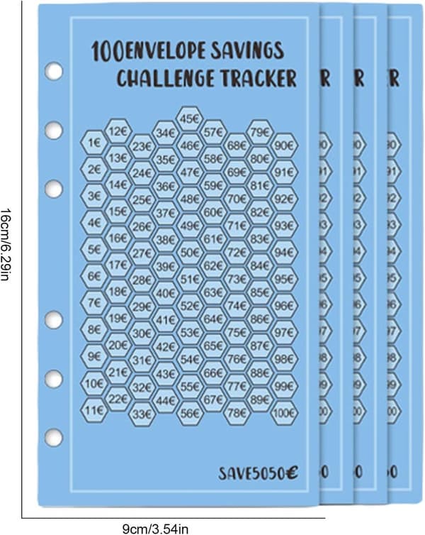 48 stk. A6 opsparingsudfordring-indsatser, budgetplanlægningsark til 6-rings mapper, kontantkuvertsystem til pengebesparelse og budgettering