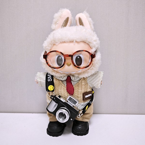 /QU/Labubu Kläder Lämpliga för En Två Tre Generationer Labubu att Bära (endast kläder, exklusive dockor) Top pants leopard frame glasses