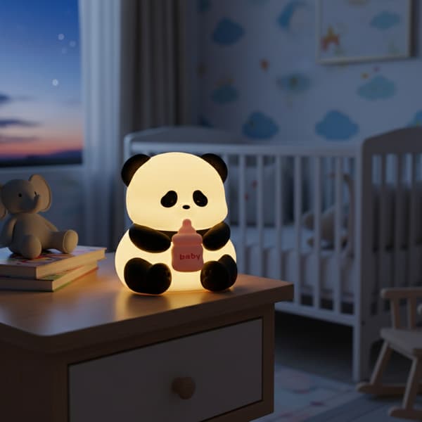 Søt Panda Silikon Berørings-Nattlampe, Varm Glød Stemningslampe for Soverom og Barnerom