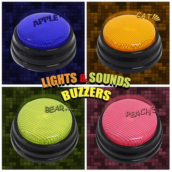 Recordable Talking Button with LED Function Learning Resources Buzzers Pink Blue Blue BL-T
