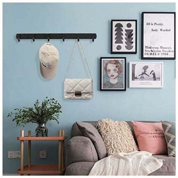 Väggmonterade Klädkrokar, Design Rostfritt Stål, Robust, för Sovrum/Kontor, Svart, 5 Krokar