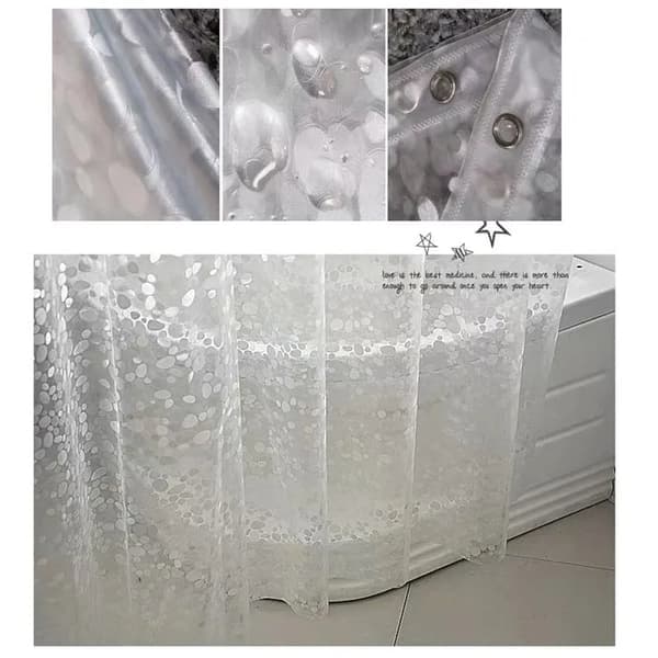 Duschdraperifoder, Duschdraperi med stenmönster Transparent, Duschdraperi för badrum – 1,5/1,8/2×1,8 m, Vattentätt, Luktfritt