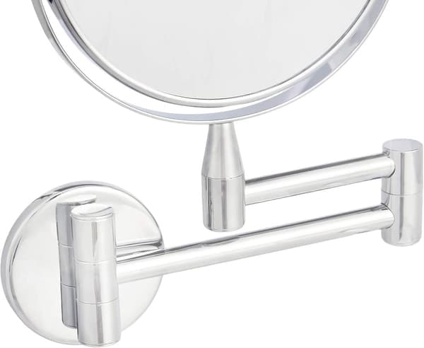 Väggmonterad sminkspegel - Rund - 1x/5x förstoring - 20,3 cm - Krom
