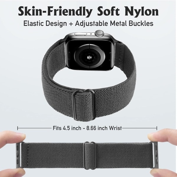 [QD] Stretchigt klockarmband Kompatibelt med Apple Watch Band 41mm 40mm 38mm Bekvämt Justerbart Sportband för Kvinnor Män - DimGray