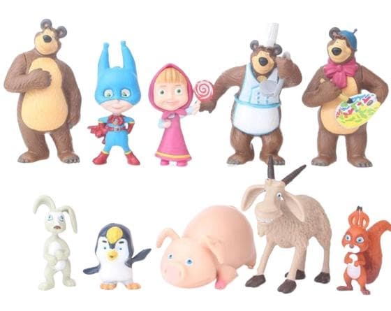 10-pack Masha och Björnen figurer (3-7 cm)