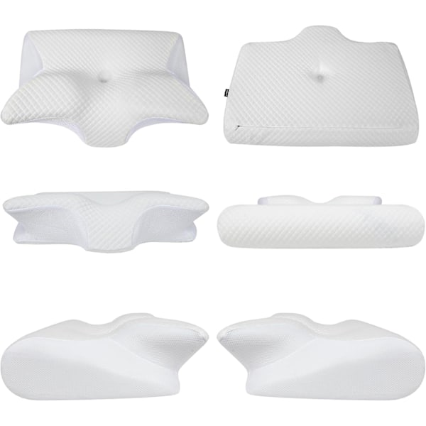 Viskoelastinen niskatyyny, ergonominen 2-in-1 ortopedinen tyyny niskakipuun, muotoiltu tukityyny, 1 kpl white