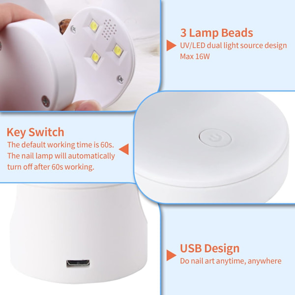 [QD] UV LED -kynsilamppu, Mini UV -lamppu geelikynsille, Nopeasti kuivuva kynsilamppu, Kannettava USB-kynsikuivain