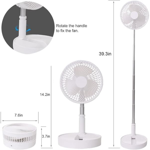Foldable Floor Fan / Table Fan – Adjustable Design with 7200mAh Battery, Cordless & Versatile Use
