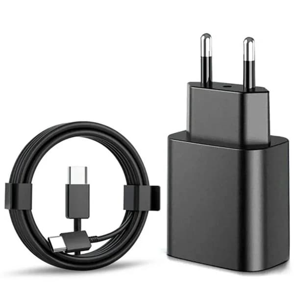 Hurtigoplader 45W til Samsung USB-C + 2M USB-C Kabel - EU - Sort 45W Hurtigopladning