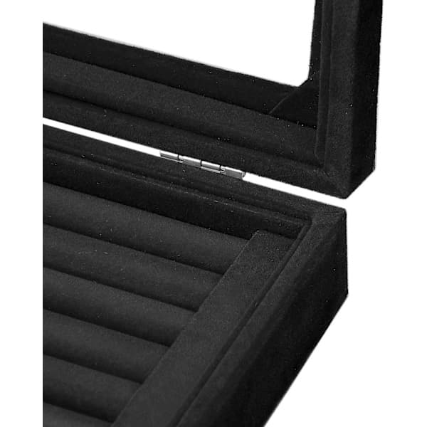 QU) Smykke displaybakke Opbevaringsboks Ringetui Øreringe Organizer Glas, Grå (Sort)