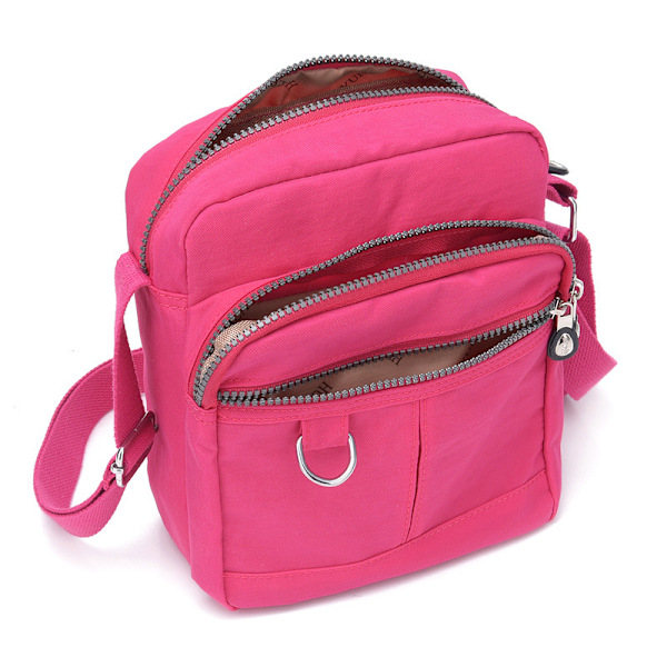 QD-2 stk Sorte og røde afslappede nylon tasker Håndtaske Skuldertaske Vandtæt Crossbody-taske til kvinder
