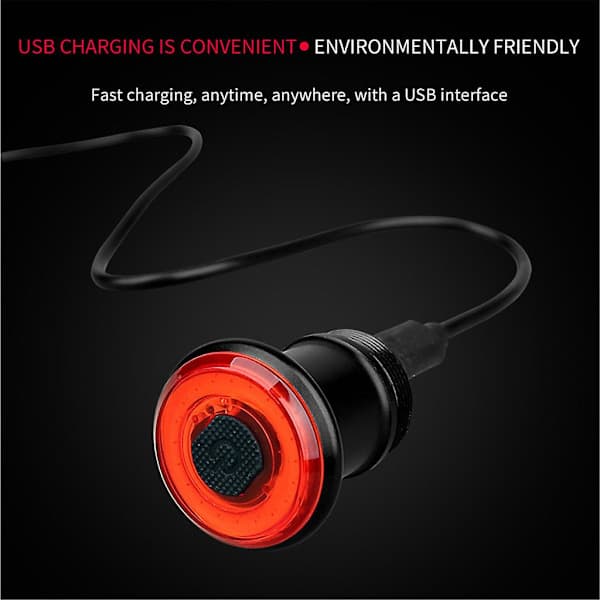 Sykkel Baklys Intelligent Induksjonsbremselys USB-Lading